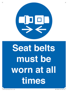 Seat belts must be worn at all times